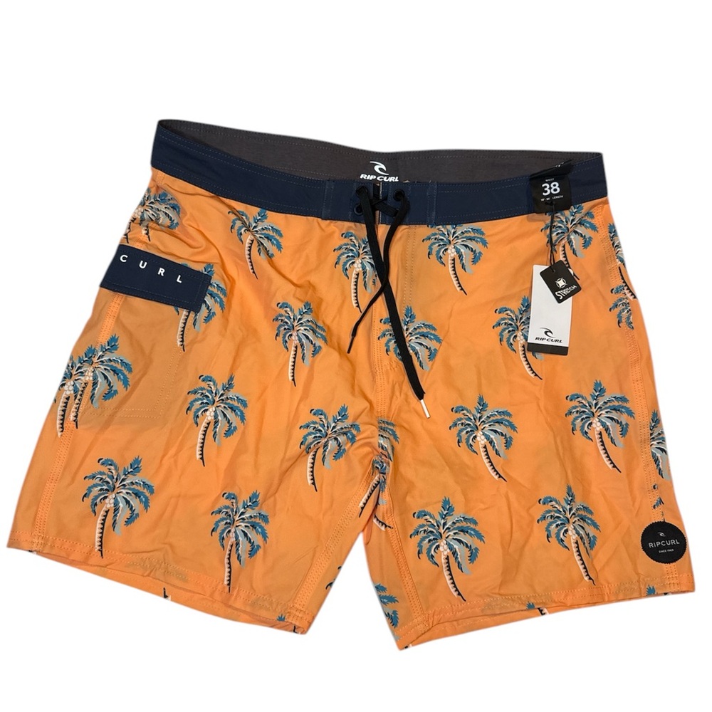 Rip Curl Orange and Blue Palm Tree Swim Shorts